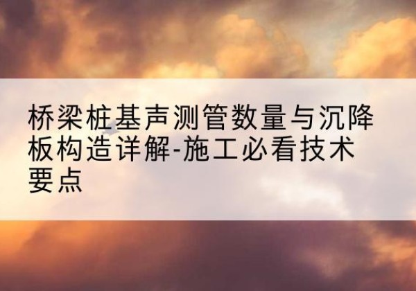 杂多桩基需要预埋几根声测管？-桥梁桩基声测管数量与沉降板构造详解-施工必看技术要点